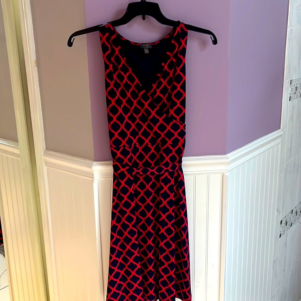 Navy and red chevron dress